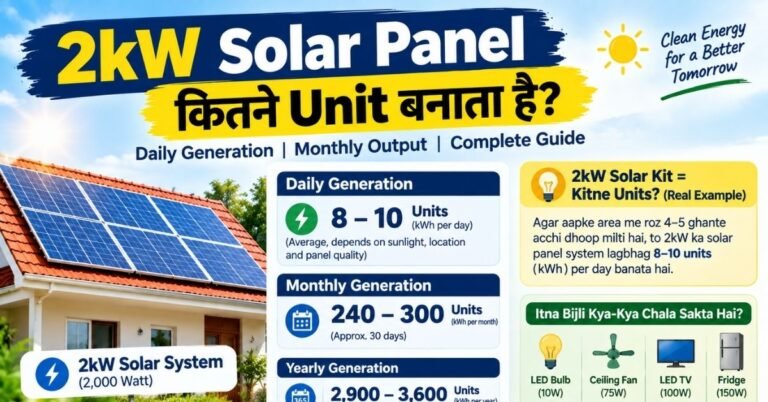 2kW solar panel kitne unit banata hai