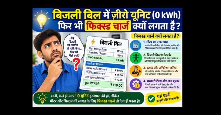 बिजली बिल ज़ीरो यूनिट फिक्स्ड चार्ज क्यों लगता है