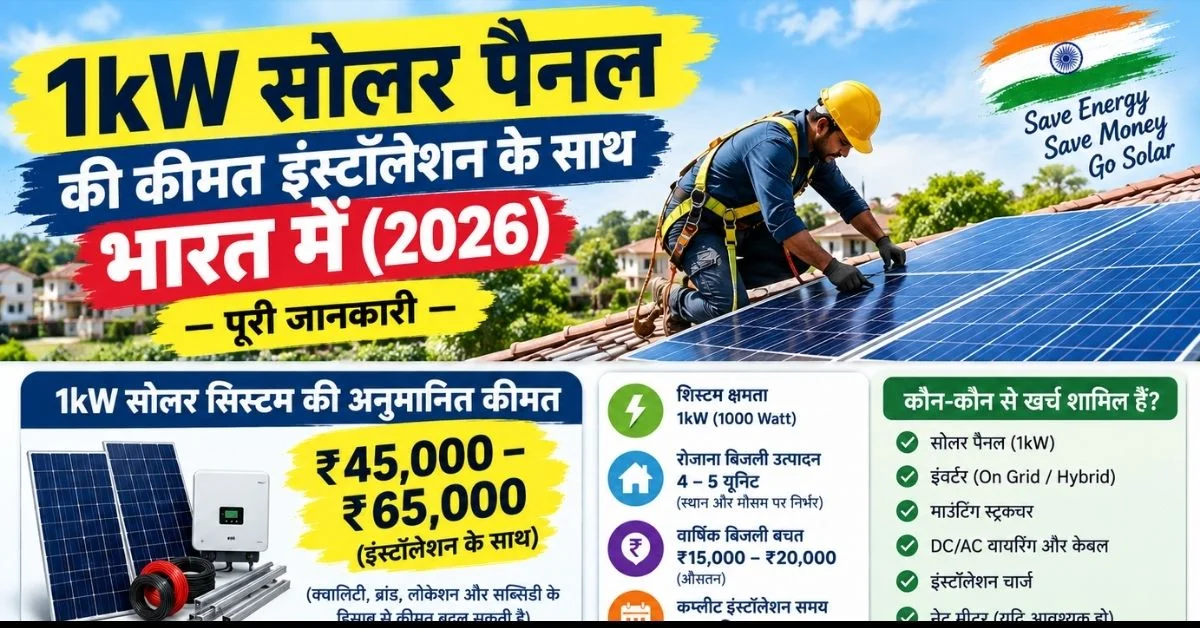 1kW Solar Panel Price With Installation India